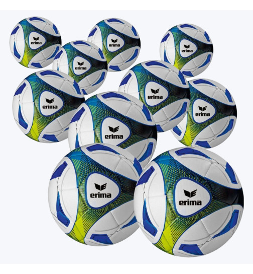 723002 erima Fußball Hybrid Training 5 royal/Lime 719505 & Zubehör Ballnetz für 5 Bälle 